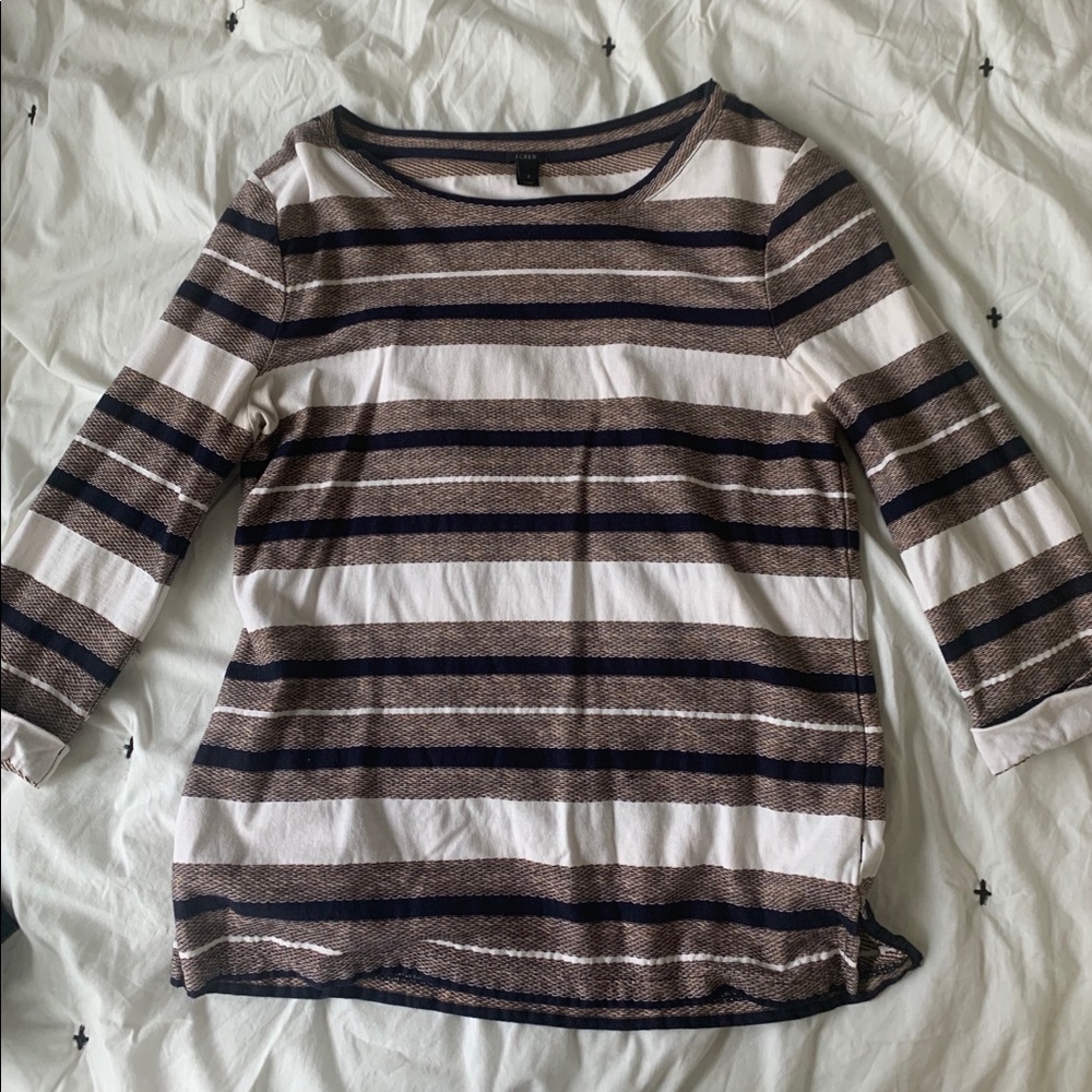 J Crew 3/4 length striped sweater